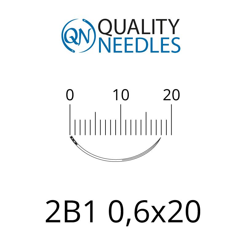 Голки хірургічні ріжучі, 2/8 (1/4), пружинне вушко, розмір 0,6х20 мм, 10 шт.